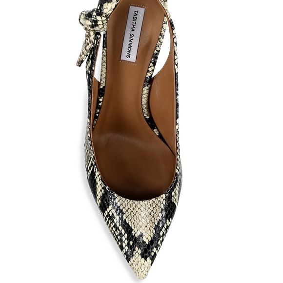 Tabitha Simmons Millie Snake Print Leather Slingback Pointed Toe Heeled Pumps 40 - Picture 6 of 16